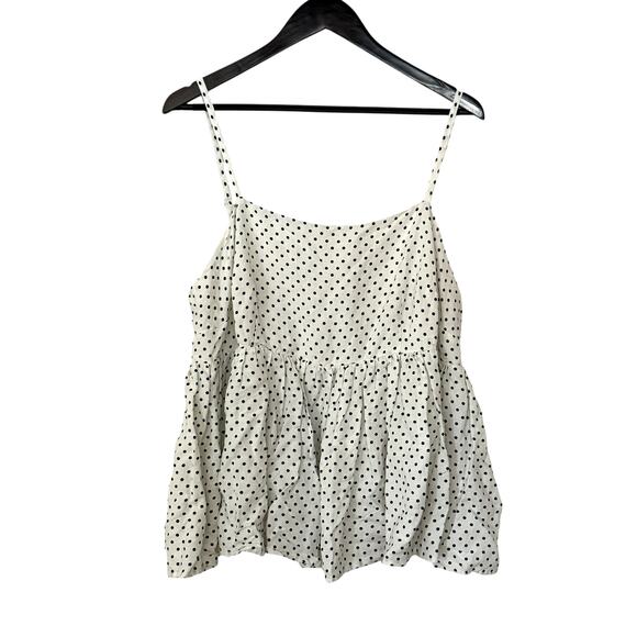 Kate Spade New York X Target Cream Black Mini Polka Dot Linen Baby Doll Tank Top - Picture 8 of 12